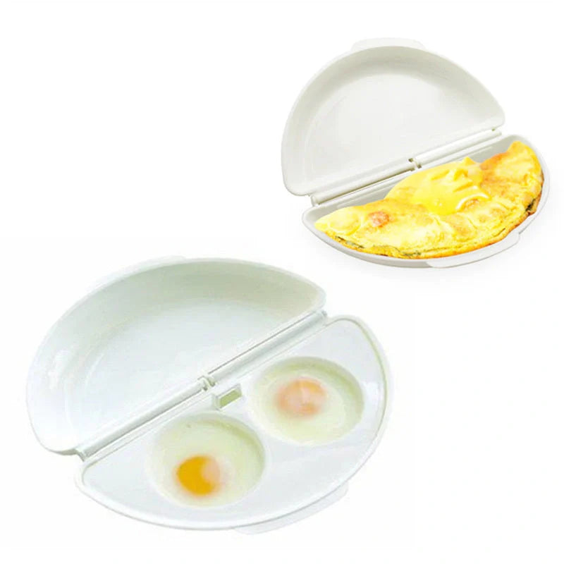 Non-toxic PP microwave oven egg tray for quick steamed eggs, white color, 11.5*21*5CM