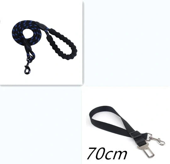 Reflective dog leash with foam handle showing 1.5m length and zinc alloy hook