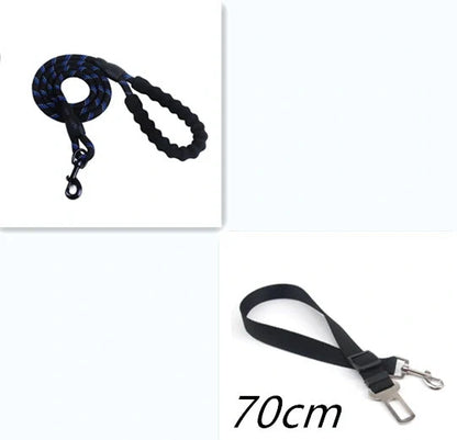 Reflective dog leash with foam handle showing 1.5m length and zinc alloy hook