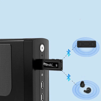 Black USB car FM Bluetooth receiver for wireless MP3 playback with 10-metre range