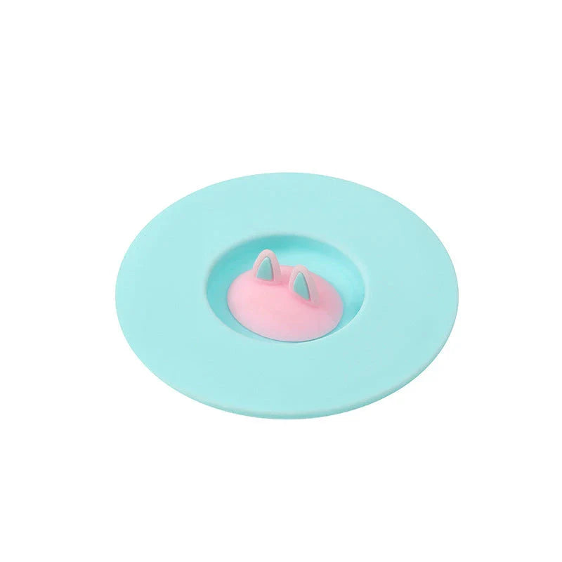 Cartoon cat ear-shaped silicone cup lid in vibrant colors, designed to be spill-proof and dustproof for your daily beverages