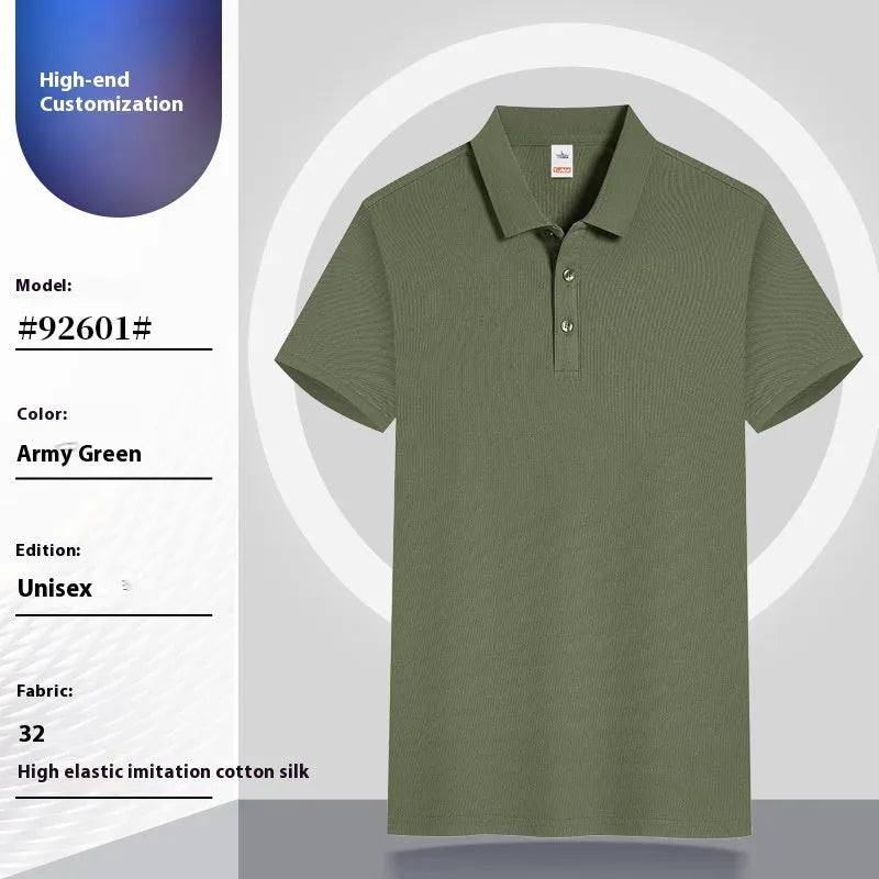 Cotton summer pullover work top in army green, available in large sizes up to 4XL.