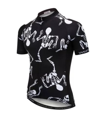 Men's skull design cycling jersey for outdoor sports, available in sizes XS to 3XL