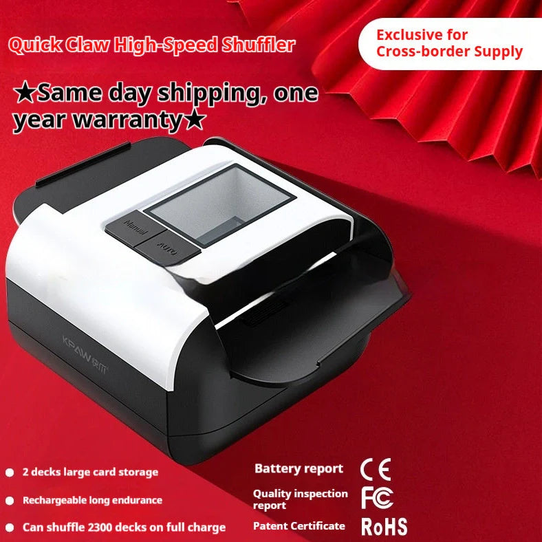 Automatic shuffling machine with wireless calling devices and poker cards on table