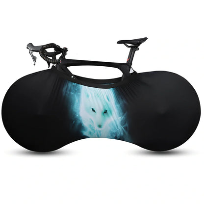 Bicycle wheel dust cover with elastic opening showing 149cm length and 48-58cm height adjustment