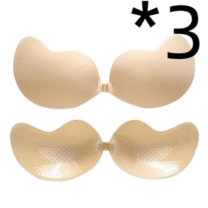 A discreet, backless and strapless silicone bra that provides a natural lift and invisible support under clothing.