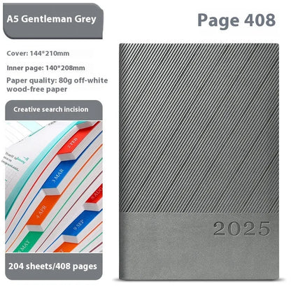 A5 striped PU leather notepad with 204 sheets of thickened paper in eight colour options
