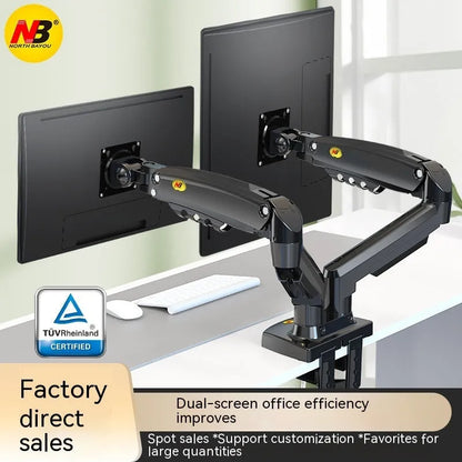 Dual screen monitor bracket with lift-style height adjustment for VESA 75-100mm monitors