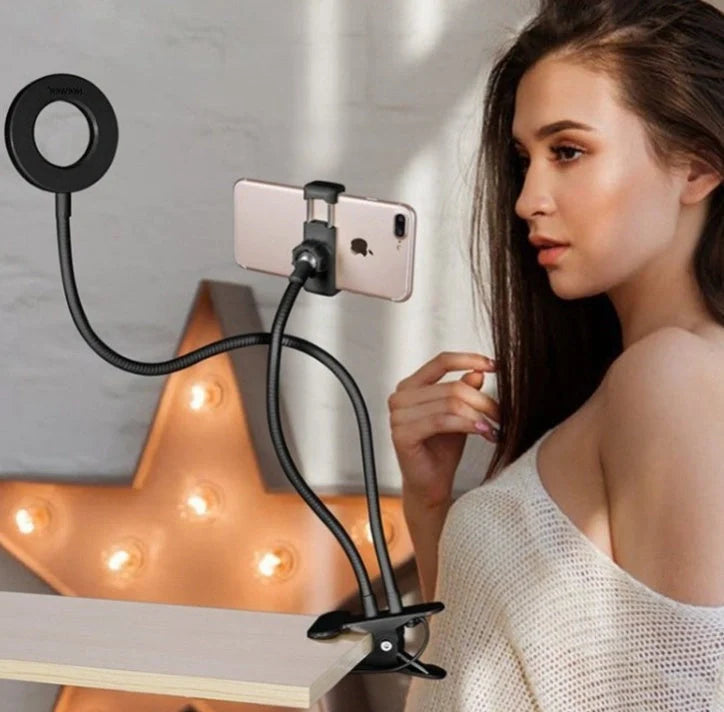 Adjustable LED Selfie Ring Light with Flexible Stand for Flawless Makeup Videos and Photos