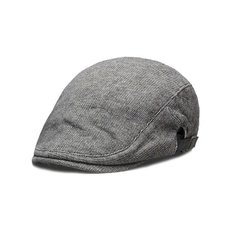 Men's cotton linen blend beret in dome crown style, adjustable for head circumference 55-58cm
