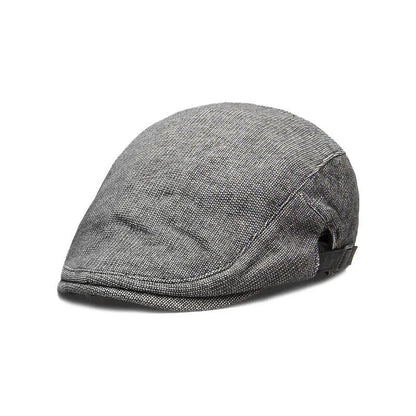 Men's cotton linen blend beret in dome crown style, adjustable for head circumference 55-58cm