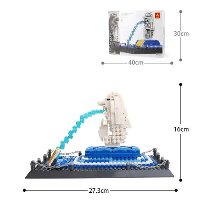 Wange building block set with 800+ ABS plastic pieces for constructing architectural landmark models