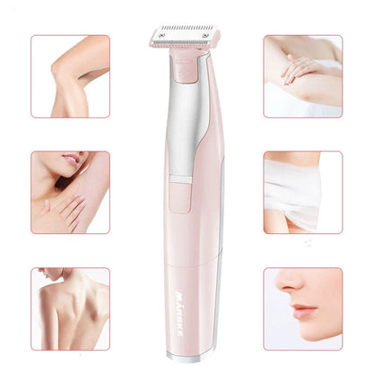 Portable hair shaver for women and men in pink and green with X3 limit comb