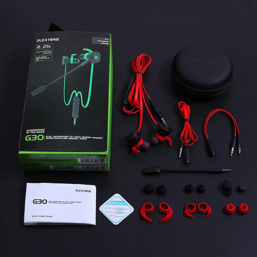Shuangmai black green red wired in-ear gaming headset for computer with 1.5cm cable