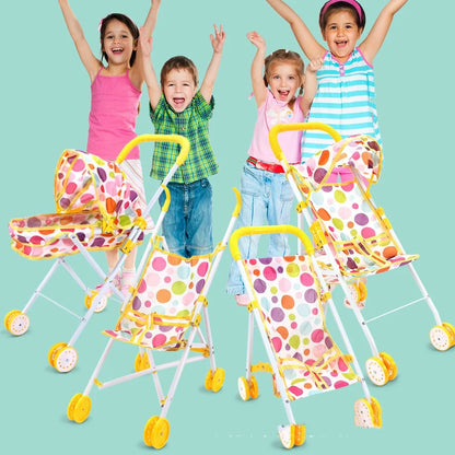 Metal baby stroller toy for girls with realistic design for role-play development