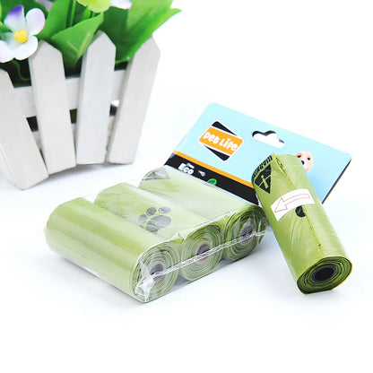 Green HDPE biodegradable dog waste bags on continuous roll with EPI technology