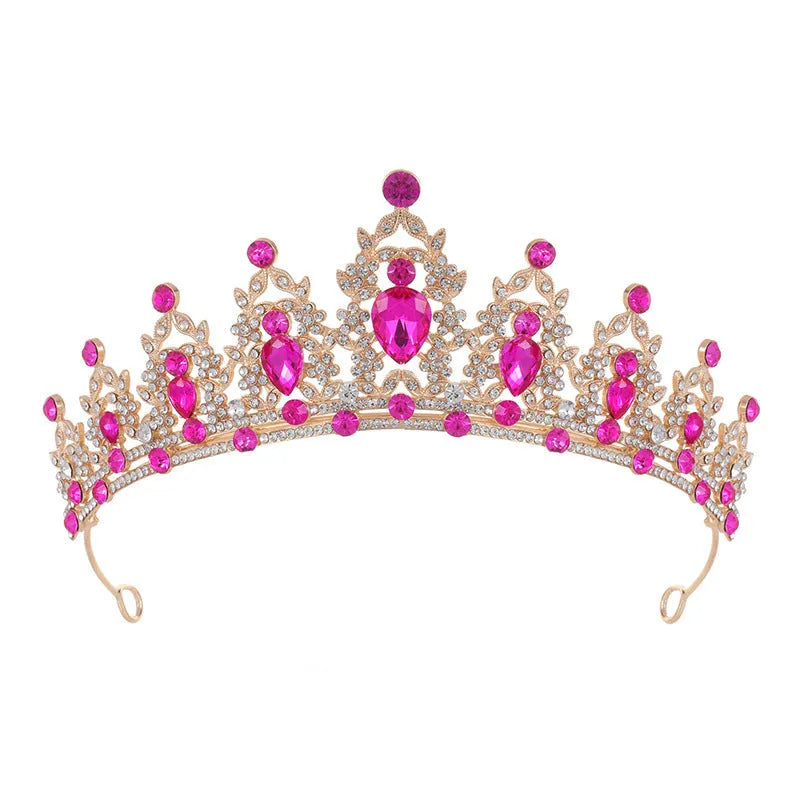 Baroque crown bride headdress in alloy with rhinestone embellishment on a white background.