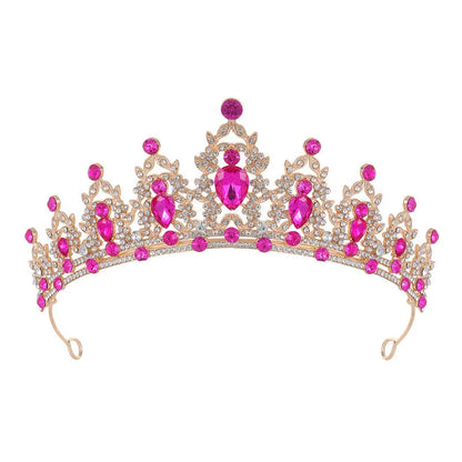 Baroque crown bride headdress in alloy with rhinestone embellishment on a white background.