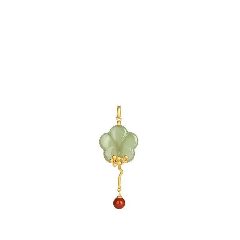 Flower inlaid pendant necklace on cross chain, retro geometric clavicle chain with electroplated finish.