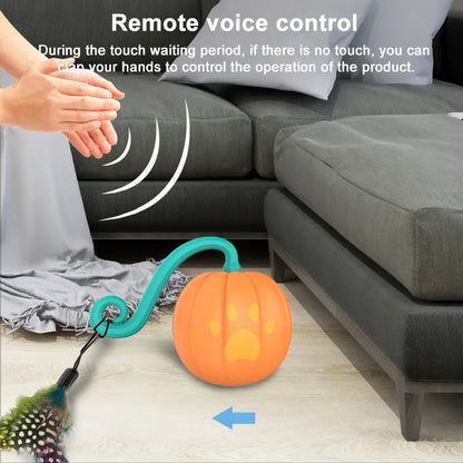 Electric cat teasing ball with automatic rolling motion and flashing LED lights in plastic construction