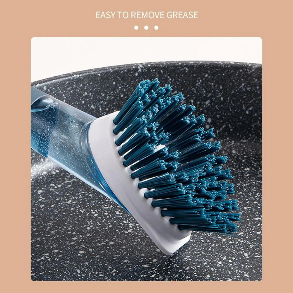 Multifunctional dish brush with soap dispenser and non-slip grip in various colors