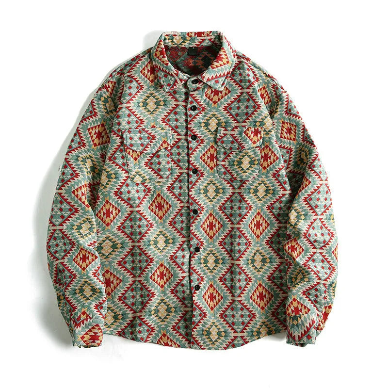 Men's jacquard pattern long sleeve cardigan in polyester, slim fit casual top in three colours and sizes S to 2XL