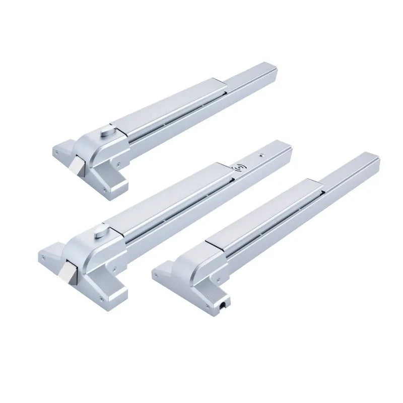 Stainless steel fire safety door push lock with external handle for 65cm single doors.