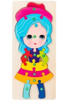 Children's wooden number animal puzzle featuring 18 vibrant designs for educational play