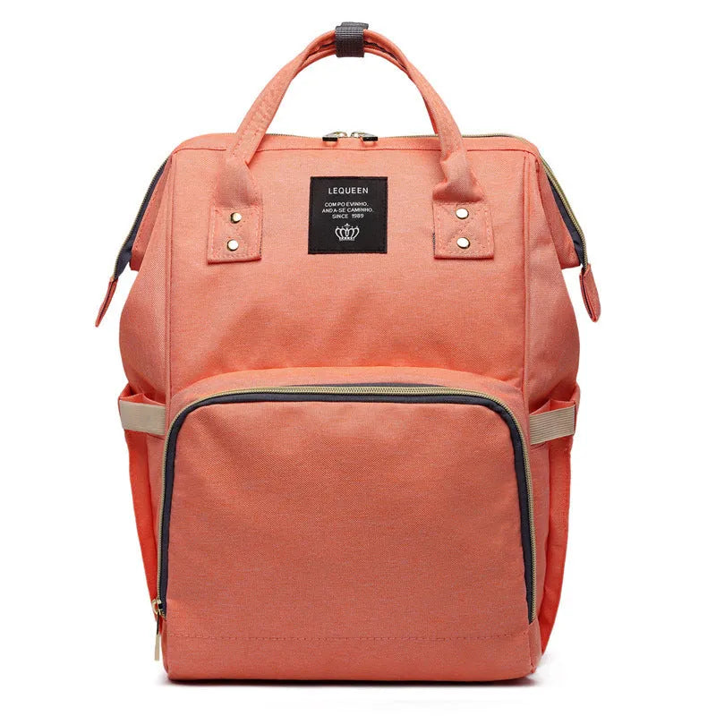 Oxford maternity nappy bag with 16-20L capacity, anti-theft design, bottle area, and multiple colour options