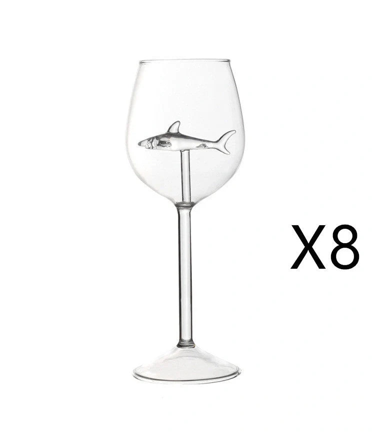 Crystal shark red wine glass with rotating design, lead-free, 300ml capacity