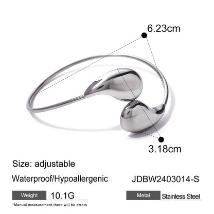 Minar Hip Hop Metallic Irregular Water Drop Twist Adjustable Bangles for Women