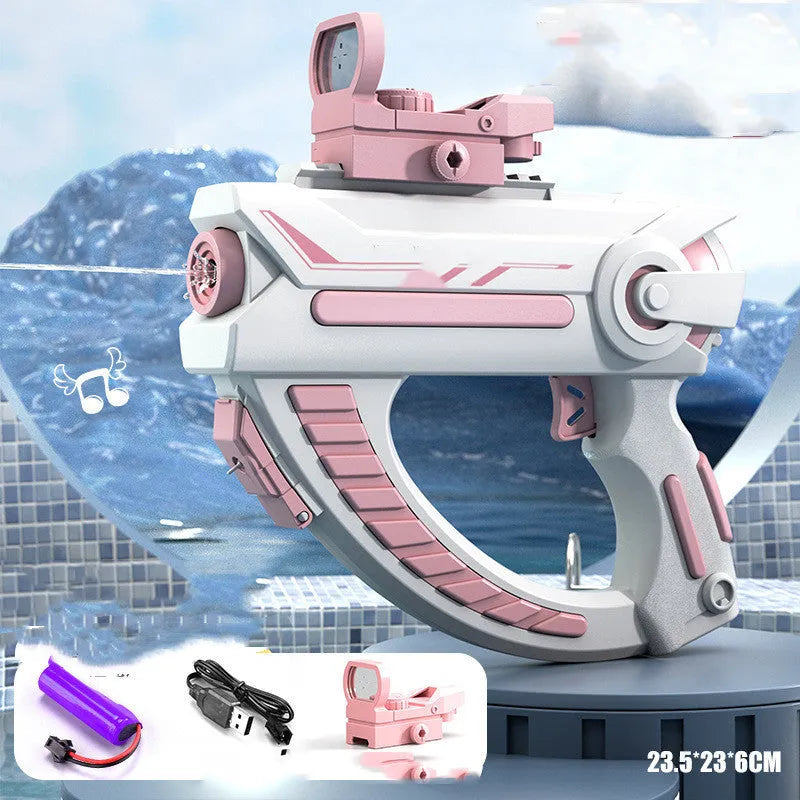 Blue and pink rechargeable electric water guns with automatic continuous firing capability