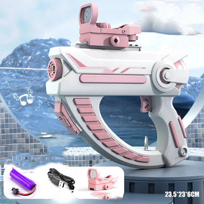 Blue and pink rechargeable electric water guns with automatic continuous firing capability