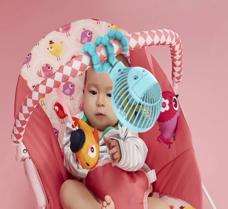 Mini Electric Fan Octopus Foldable USB Charging Handheld Fan in pink, white, and blue