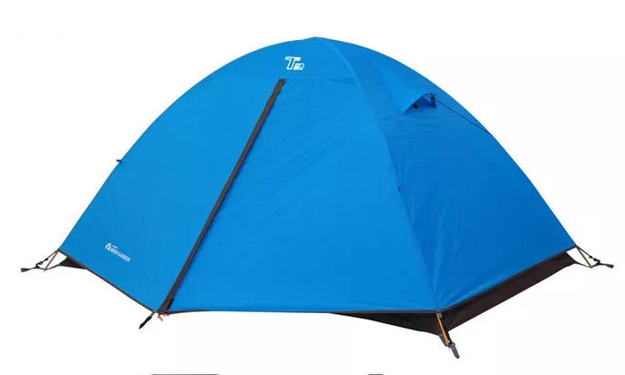 Double aluminum pole rainproof canopy camping climbing tent in green, blue, or orange