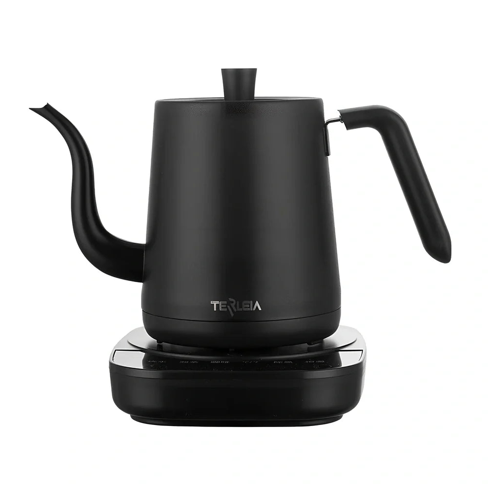 Slender mouth electric kettle with stainless steel body and touch control panel