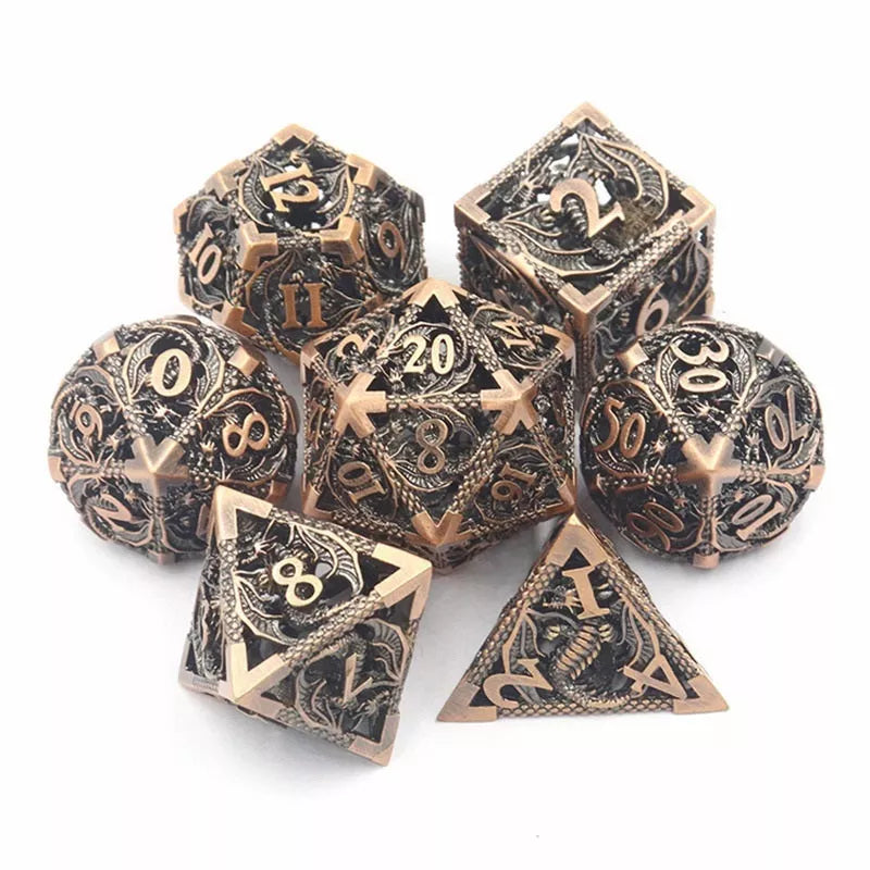 Hollow Pure Copper Electroplating Dice Set for DND in various colors