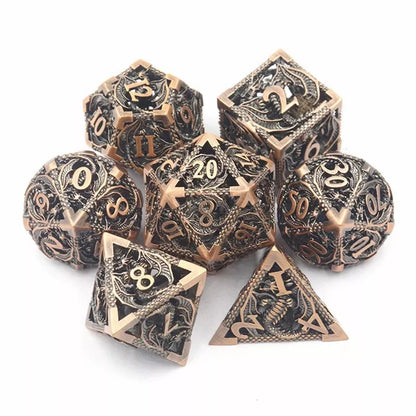 Hollow Pure Copper Electroplating Dice Set for DND in various colors