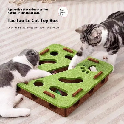 Felt cat toy box for scratching measuring 30cm square with 7.5cm height