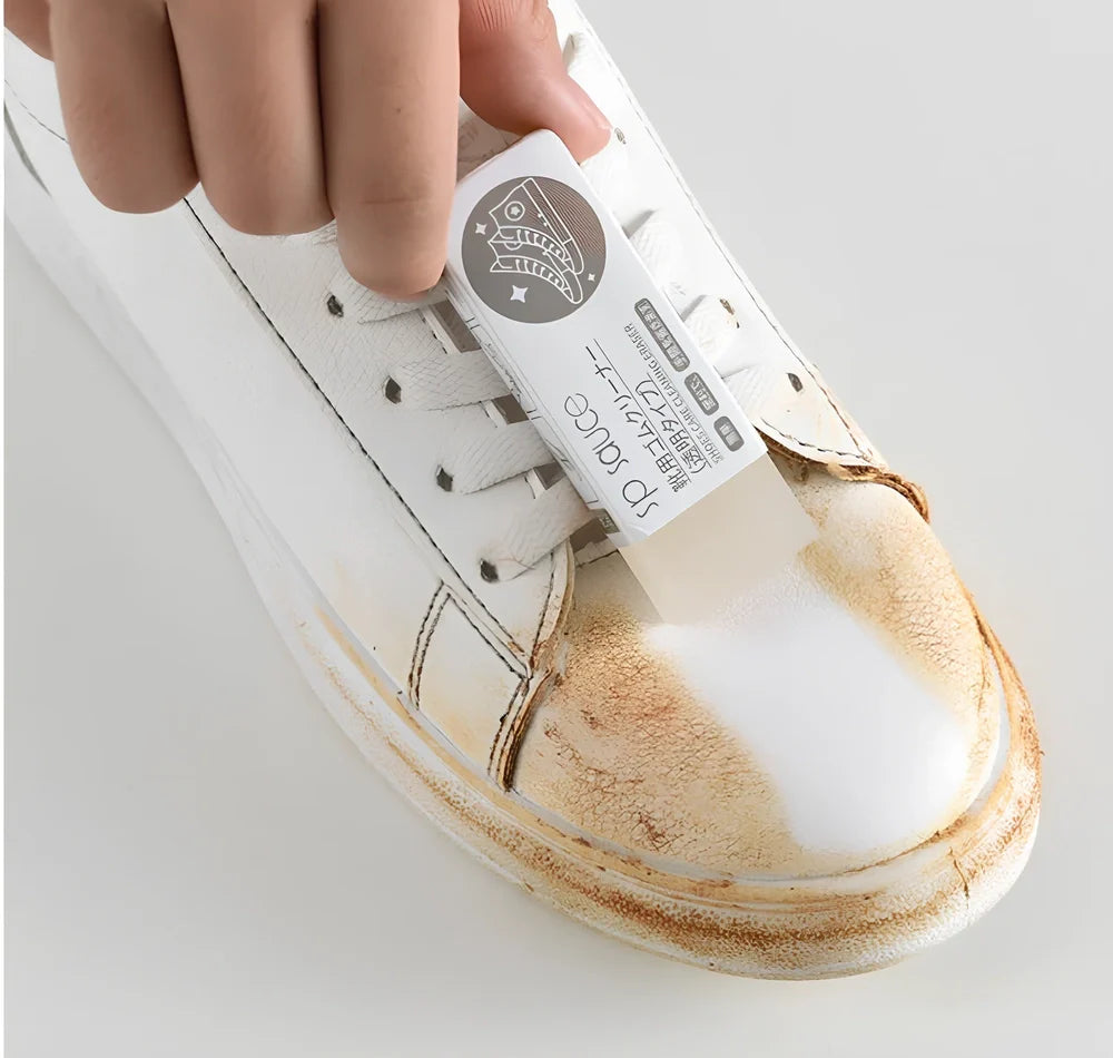Shoes cleaning eraser measuring 7x2.5x1.5cm for physical decontamination of leather footwear