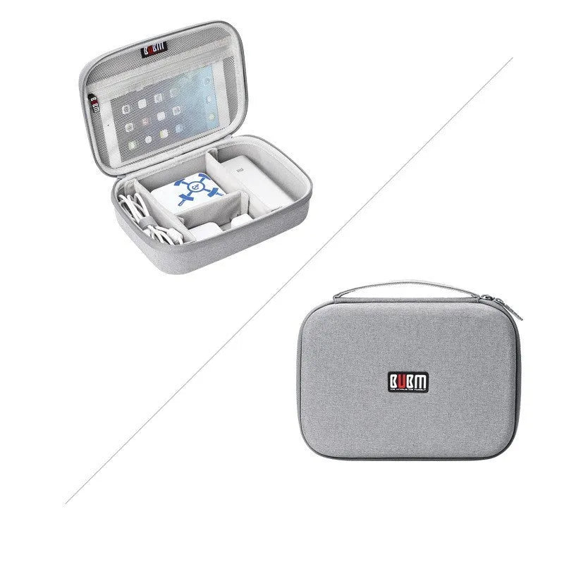 Black EVA digital storage bag for headphones and accessories, shown open.