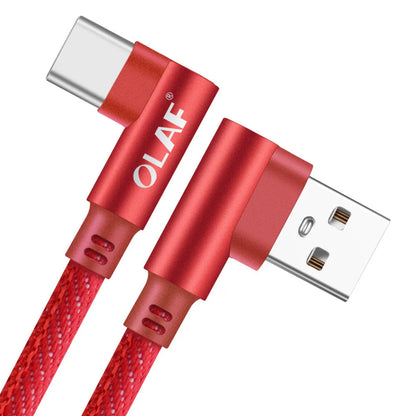 USB fast charging cable with a denim fabric exterior and aluminium connectors, shown in multiple colour options.