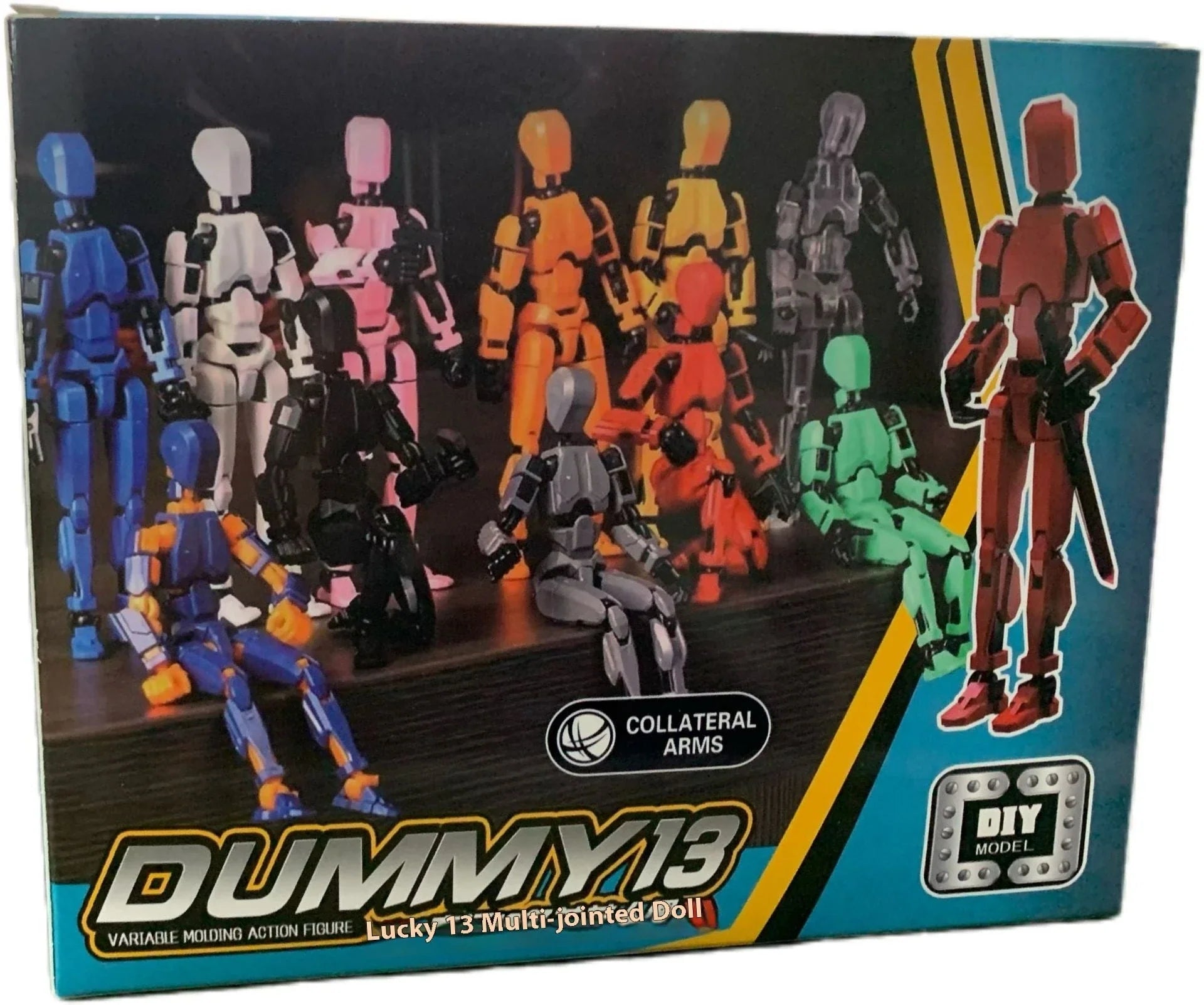 Highly posable 3D printed robot mannequin toy with interchangeable accessories, including wings and weapons