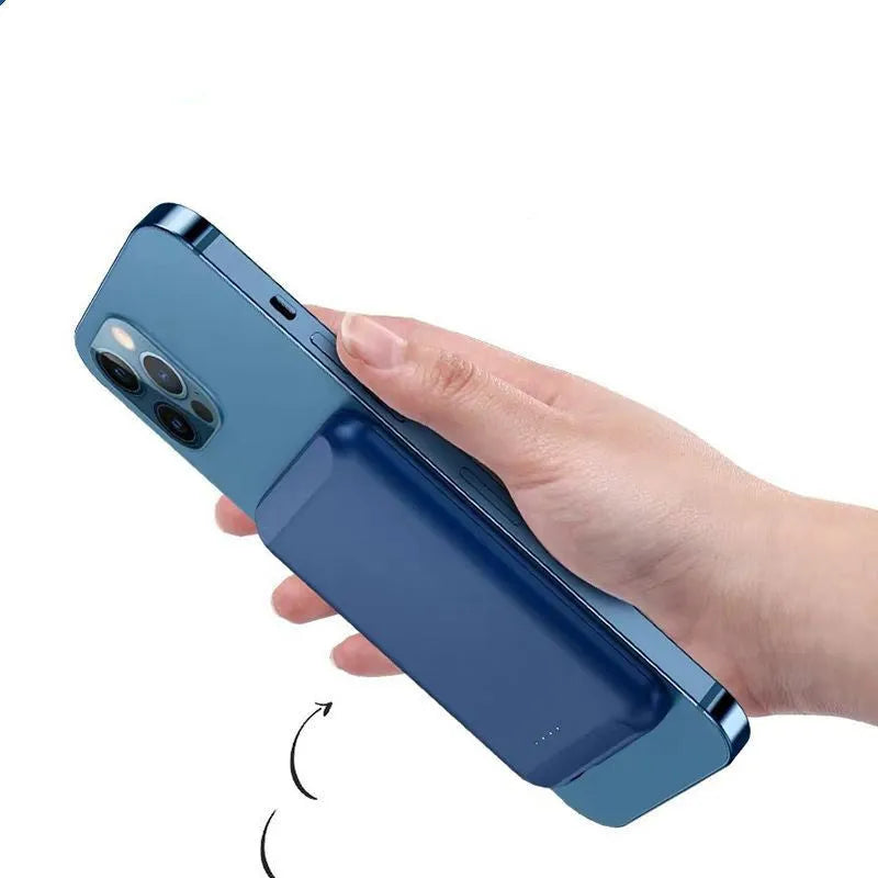 Son Magnetic Wireless Power Bank 5000mAh Portable Charger with 92% High Conversion Rate Polymer Lithium Ion Battery, Compatible with Apple and Android Phones, Compact 85mm x 55mm x 12.5mm Plastic Case in Black Blue Green Pink White