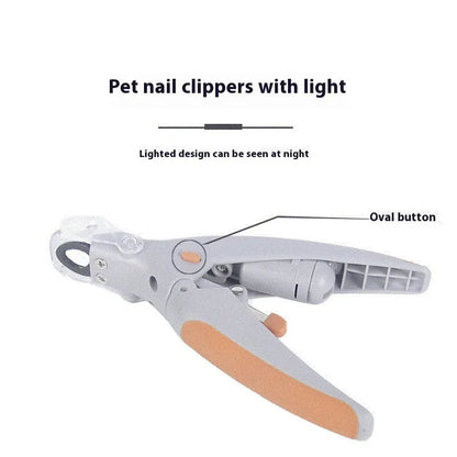 LED dog nail trimmer with blood line indicator on blister card packaging