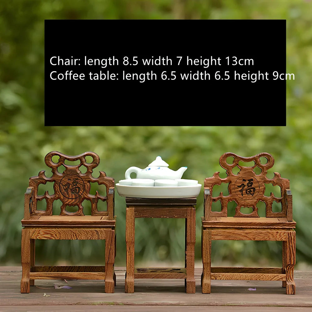 Red rosewood miniature Chinese furniture model with traditional carved details and mahogany construction