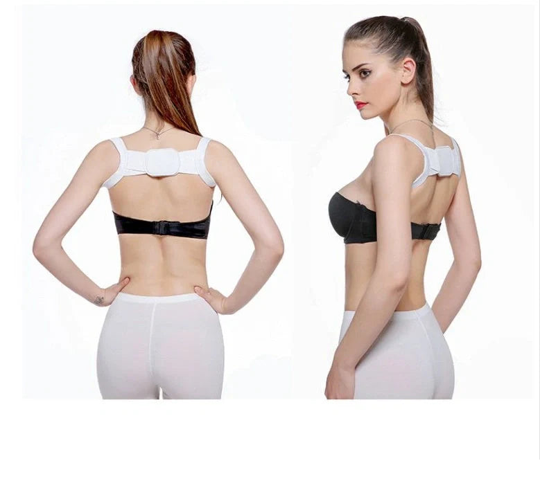 Advanced Posture Corrector Belt in black and white for back pain relief and posture support