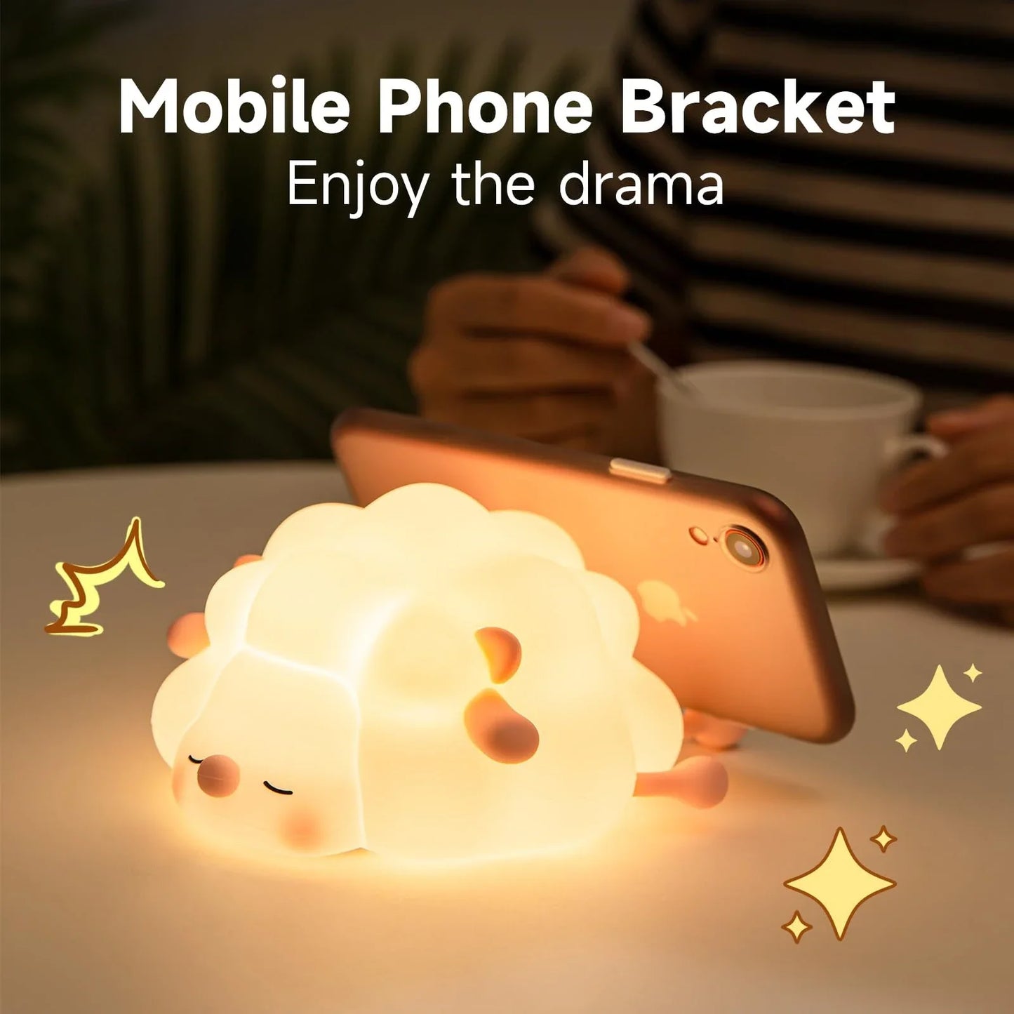 Cozy Sheep Night Light with adjustable brightness and timer for soothing sleep