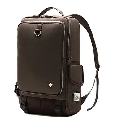 Modern large capacity Oxford cloth backpack in grey, showing front view with dimensions 30x16x46cm.