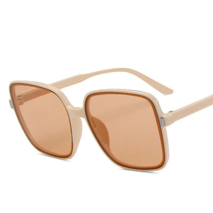 Big square rice nail sunglasses with PC frame and AC lenses, shown in multiple colour options including leopard print and blue.